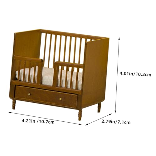 HEALSOPTHY Maßstab Zierliches Kinderzimmer Möbelmodell Realistisches Puppenbett mit Holzgeländer Dekoratives Mini Haus Möbel für Puppenhaus Zubehör von HEALSOPTHY
