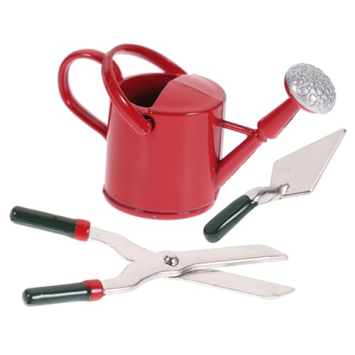 HEALSOPTHY Maßstab aus Hochwertiger Legierung Kompakt und Tragbar Puppenhaus Zubehör für Garten Dekoration und Spielerisches Gärtnern Rotes Mini Sprinkler und Werkzeugset von HEALSOPTHY