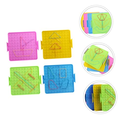 HEALSOPTHY Mathematik Nagelbrett Teilig Doppelseitiges Geobrett mit Gummibändern für Grundschule Lernspielzeug Lehrmittel Zufällige Farbe von HEALSOPTHY
