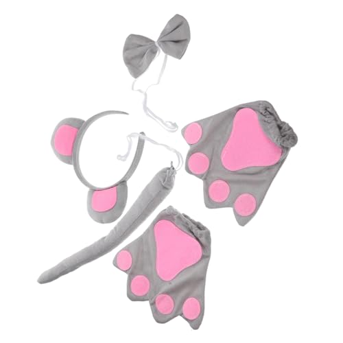 HEALSOPTHY Maus Kostüm Set Graue Ohren Haarreif und Handschuhe Party Zubehör für Cosplay Geburtstagsfeier Halloween Karneval Festliche Verkleidung von HEALSOPTHY