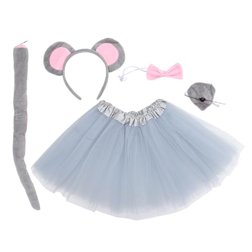 HEALSOPTHY Maus Kostüm Set mit Ohren Stirnband Nase Fliege und Tüllrock Vielseitiges Tier Kostüm Zubehör für Halloween Karneval Cosplay und Mottoparty Graue Maus Accessoires HEALSOPTHY Maus Kostüm Set mit Ohren Stirnband Nase Fliege und Tüllrock Vielseitiges Tier Kostüm Zubehör für Halloween Karneval Cosplay und Mottoparty Graue Maus Accessoires von HEALSOPTHY