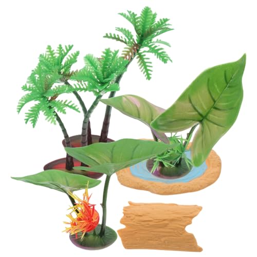 HEALSOPTHY Micro Landschaft Fischteich Deko mit Künstlichen Lotusblättern Holzblock und Miniaturbäumen Realistische Teichszene Aquarium Zubehör für Betta Fisch Ruheplätze und Feengarten von HEALSOPTHY