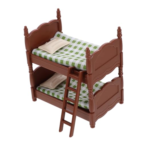 HEALSOPTHY Mini-Etagenbett-Kinderspielzeug winzig Puppe Spielzeugbett Koje Mini-Bett- für Toys Kleinmöbel aus Holz Miniatur-Etagenbettmodell Plastik Green von HEALSOPTHY