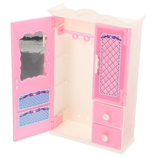 HEALSOPTHY Mini Kleiderschrank kinderzimmermöbel deko Mini-Kunststoffgarderobe Miniatur Puppe Dekoration Mini Möbelmodelle dekorative Mini-Hausgarderobe Plastik Rosa von HEALSOPTHY