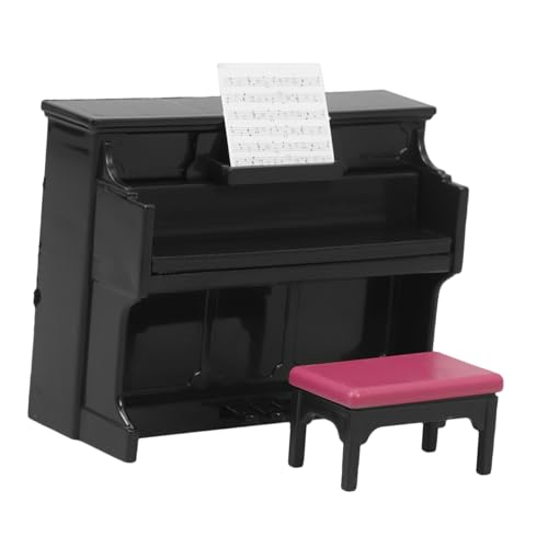 HEALSOPTHY Mini Piano Modell für Puppenhaus mit Hocker Musikinstrument Dekoration für Miniaturhäuser Langlebig und Leicht für Kreative DIY Projekte und Szenen von HEALSOPTHY