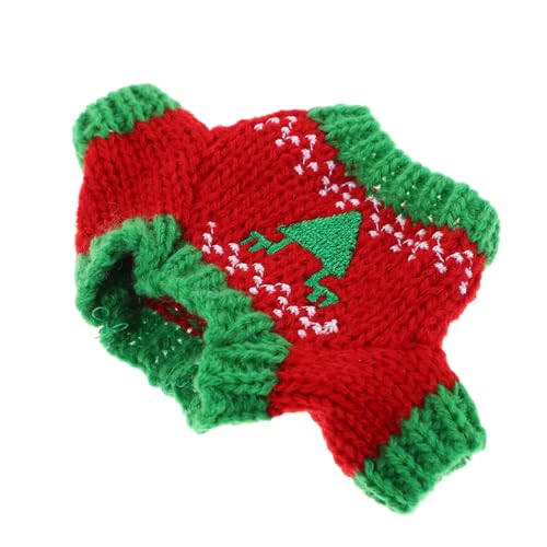 HEALSOPTHY Mini Puppenpullover aus Weichem Plüsch DIY Puppenkleidung Zubehör Süßer Roter-grüner Dreiecksmuster Pullover Geschenkidee für Feiertagen und Geburtstagen von HEALSOPTHY