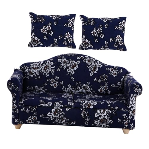 HEALSOPTHY Mini-Sofa small Sofa modellhaus Puppenstubensofa Modellwohnzimmer Miniaturgeschenk Puppenhauswohnzimmer Modellsofa Sofa-Modell Spielhaus Sofa Dorf Hu Tongmu Blue von HEALSOPTHY