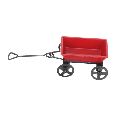 HEALSOPTHY Mini-eisenanhänger Zubehör Dekoratives Eisenkarren-Modell Praktische Mini-hausmöbel Puppenhaus-gartenkarren Modell Kleiner Gartenkarren Aus Eisen Miniaturszenenverzierung Rot von HEALSOPTHY