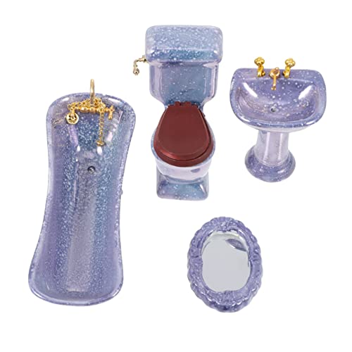 HEALSOPTHY Miniatur Badezimmer Möbel Keramik Modell Puppenhaus Zubehör für Sammler und DIY Langlebig Detailreich Leicht und Kompakt Blau von HEALSOPTHY