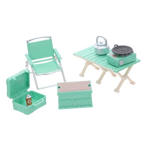 HEALSOPTHY Miniatur Camping Spielset für Faltbarem Tisch Stühlen Grillofen und Küchenzubehör aus Robustem Wetterfest für Indoor und Outdoor Abenteuer Fördert Selbstständiges und Soziale von HEALSOPTHY