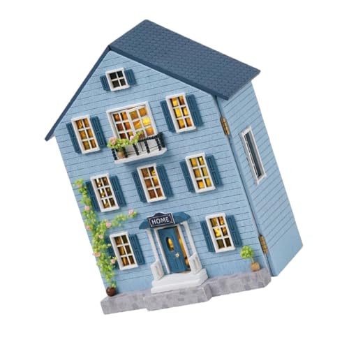 HEALSOPTHY Miniatur DIY Holz Puppenhaus Bausatz mit Möbeln Tragbar und Kreativ Mini Haus Modell für Erwachsene Weihnachtsdeko und Geschenkidee von HEALSOPTHY