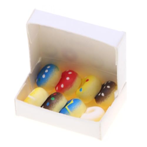 HEALSOPTHY Miniatur Donuts Resin Realistische Miniatur Dessert Deko Farbenfrohe Fake Donuts für Puppenhaus Leicht Tragbar für Rollenspiele von HEALSOPTHY