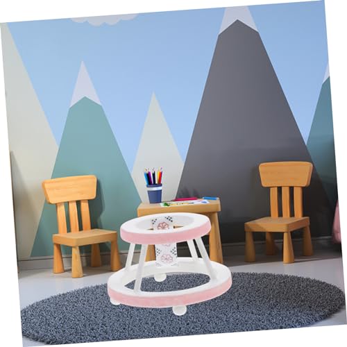 HEALSOPTHY Miniatur Holz Lauflernhilfe Puppenhaus Möbel Miniatur Kinderwagen Dekoration Handgefertigt Realistisch Glatte Oberfläche Rosa Vielseitig Einsetzbar für Puppenhaus Zubehör und Deko von HEALSOPTHY