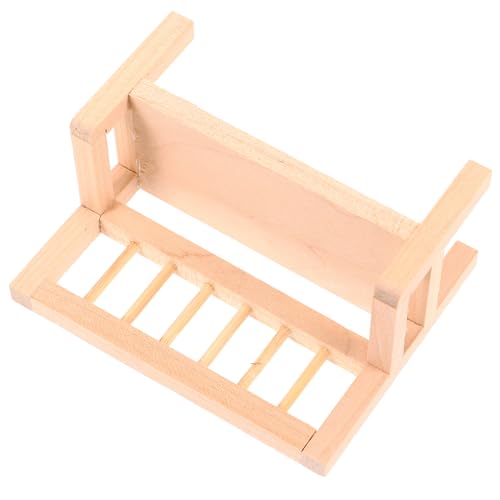 HEALSOPTHY Miniatur Holzbank mit Rückenlehne Puppenhaus Möbel aus Holz Dekorative Miniatur Sitzbank für Puppenhaus DIY Mini Haus Zubehör für Realistische Raumgestaltung von HEALSOPTHY