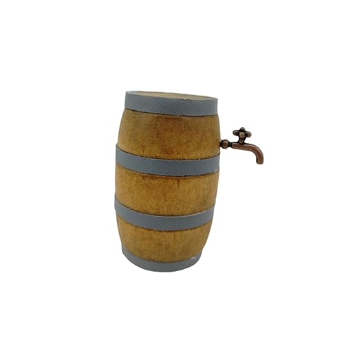 HEALSOPTHY Miniatur Holzfass mit Kleines Dekoratives Barfass Modell Stabiles und Leichtes Holzornament für Puppenhaus Mikrolandschaft und Schreibtischdekoration von HEALSOPTHY