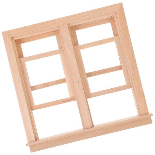 HEALSOPTHY Miniatur Holzfenster Modell für Puppenhaus Unbemalt Leicht Dekorativ für DIY Puppenhaus Dekoration Realistische Miniatur Fensterrahmen für Kleine Hauslandschaften von HEALSOPTHY