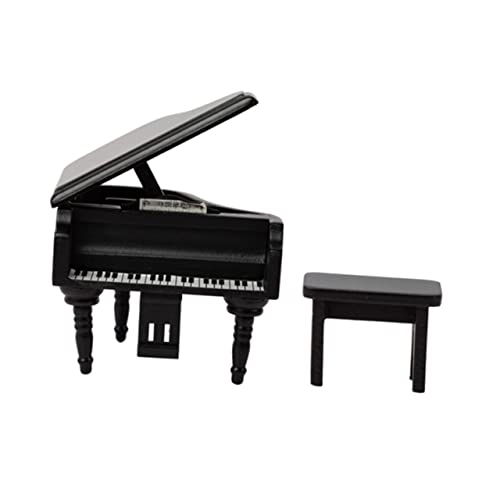 HEALSOPTHY Miniatur Puppenhaus Klavier Modell aus Holz Miniatur Piano Dekoration Langlebiges Mini Piano Ornament für Puppenhaus und Landschaftsszenen Schwarzes Mini Klavier für Sammler und von HEALSOPTHY