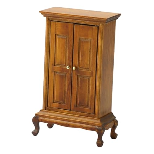 HEALSOPTHY Miniatur Puppenhaus Kleiderschrank Doppeltürig Europäisch Schlicht Mini Möbelmodell Realistisch Dekorativ Vielseitig für Puppenhaus und Kreative Bastelprojekte von HEALSOPTHY