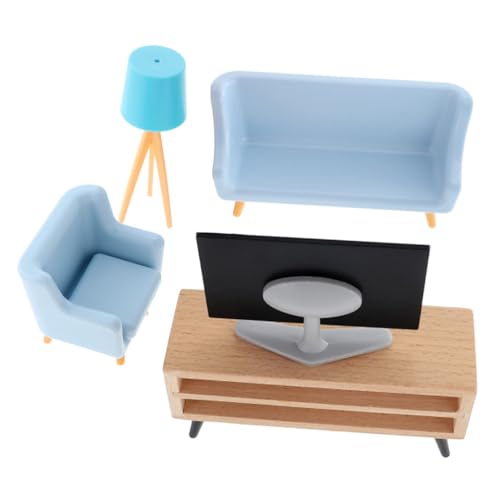 HEALSOPTHY Miniatur Puppenhaus Möbel Klassisch Tv Schrank Dunkel Blau Sofa für Puppenstube Deko Mini Zimmer Zubehör Geburtstag Weihnachten von HEALSOPTHY