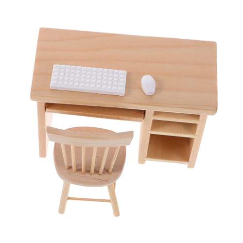 HEALSOPTHY Miniatur Puppenhaus Möbel mit Schreibtisch und Stuhl sowie Tastatur und Maus Modell Robustes Mini Büro für Detailgetreue Miniatur Möbel für Puppenhaus Zubehör HEALSOPTHY Miniatur Puppenhaus Möbel mit Schreibtisch und Stuhl sowie Tastatur und Maus Modell Robustes Mini Büro für Detailgetreue Miniatur Möbel für Puppenhaus Zubehör von HEALSOPTHY