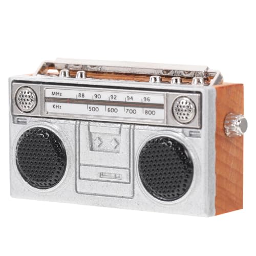 HEALSOPTHY Miniatur-Retro-Radio hühner kinderknallzeug Modellbau Dollhouse zubehör Mini- -Dekore Mini-Radio-Modelle filigranes Mini-Radio kleine Funkfiguren Holz Silver von HEALSOPTHY