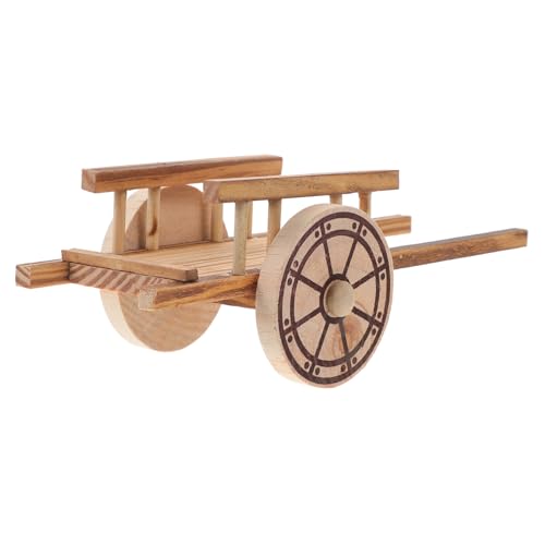 HEALSOPTHY Miniatur Schubkarre Modell aus Holz Realistisches Mini Gartenwagen Detailreiches Miniatur Landschaftswagen Zubehör Dekoratives Mini Trolley Modell für Miniaturgärten und von HEALSOPTHY