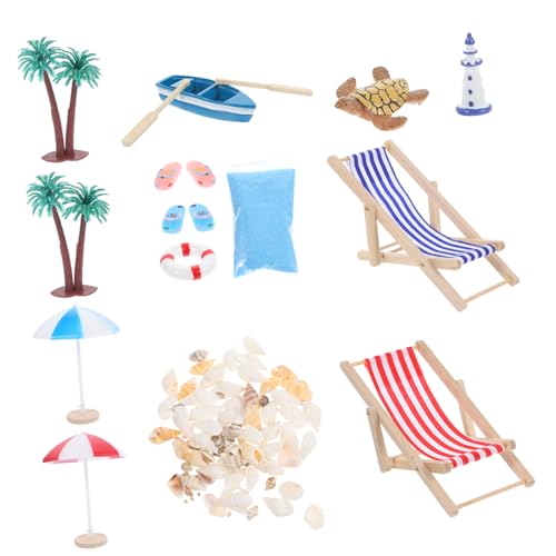 HEALSOPTHY Miniatur Stranddeko Teilig Leichte Micro Landscape Deko Realistische Miniatur Holz Sandliegestühle für Puppenhaus und Micro Sommerlandschaft Langlebig und Platzsparend von HEALSOPTHY