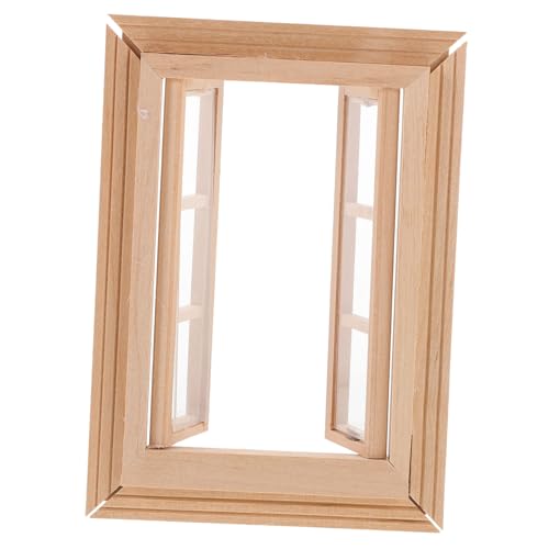 HEALSOPTHY Minifenster Puppe Zubehör Steht Miniatur Mini-hausschmuck Mini-fenstermodell Winzige Fensterdekoration Mikrolandschaftsmodelle Mini-hausbedarf Mini-Dekoration Hölzern von HEALSOPTHY