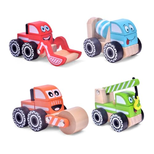 HEALSOPTHY Modellauto aus Holz holzspielzeug lernspielzeug Toys for Boys Motorikspielzeug für Jungen puppenwagen Bauwagen Konstruktionsspielzeug Hölzern von HEALSOPTHY