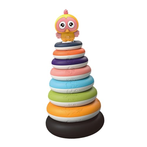 HEALSOPTHY Montessori Stapelturm Ab Jahr Pädagogisches Regenbogen Ring Lernspielzeug mit Robustem Kindersicherem Material zur Farberkennung und Sensorischen für Kleinkinder von HEALSOPTHY