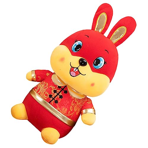 HEALSOPTHY Neujahrshasenpuppe Kuscheltier Hasenpuppe Plüschtier Plüschpuppe Für Cartoon Süß Weich Grau Kindergeschenke Neujahrsbedarf Stoffpuppe Kaninchenpuppe Pp von HEALSOPTHY