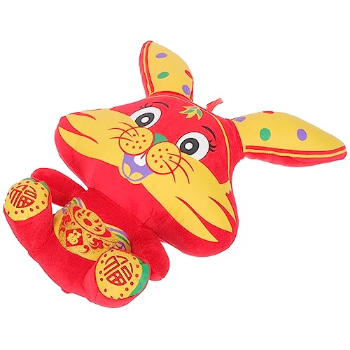 HEALSOPTHY Neujahrspuppe für kinderspielzeug Birthday Present Niedliche Kaninchenfigur kinderknallzeug Jahr der Hasenpuppe schöner Kuschelhase 2023 Kaninchenpuppe Stoff rot von HEALSOPTHY