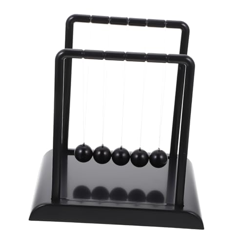 HEALSOPTHY Newton Balance Ball Schreibtischdeko Groß Schwarz Stabiler Sockel Kinetisches Physikspielzeug Büro Wissenschaftliche Verzierung von HEALSOPTHY