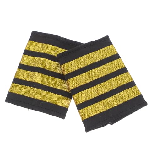 HEALSOPTHY Piloten Schulterklappen Streifen Goldfarben Captain Epauletten Uniform Zubehör für Rollenspiele Bühnenauftritte Party Kostüm HEALSOPTHY Piloten Schulterklappen Streifen Goldfarben Captain Epauletten Uniform Zubehör für Rollenspiele Bühnenauftritte Party Kostüm von HEALSOPTHY