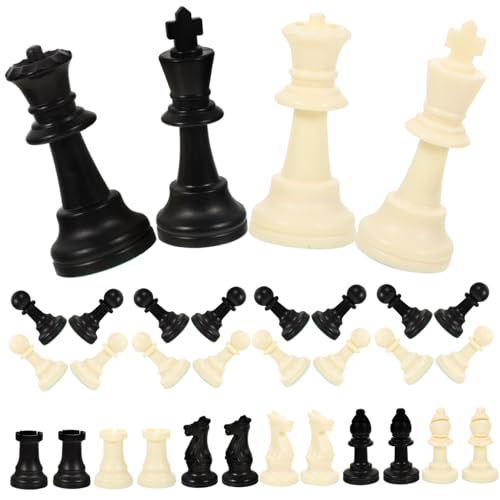 HEALSOPTHY Plastik Schachfiguren Ersatzset Internationale Schachspiel Figuren Langlebig Hohe Kunststoff Chessmen Ersatz für Verlorene oder Beschädigte Schachfiguren für Erwachsene von HEALSOPTHY
