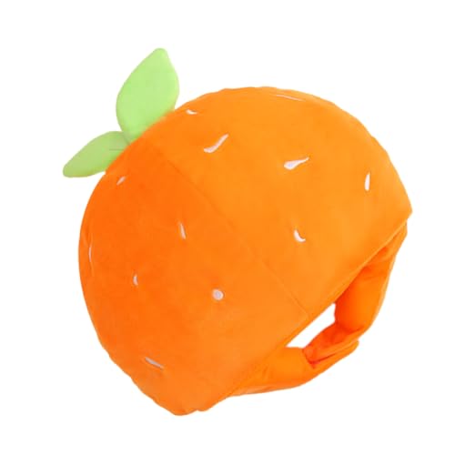 HEALSOPTHY Plüsch Orange Kostümhut aus Weichem Material Lustiger Partyhut und Fotorequisit Wiederverwendbar und Leicht für Karneval Cosplay Feierlichkeiten und Fotoshootings von HEALSOPTHY