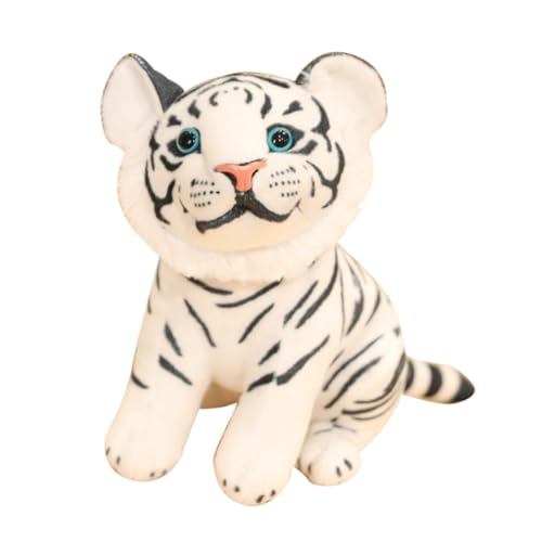 HEALSOPTHY Plüsch Tiger Weiß Weiches Stofftier Deko Kuscheltier Kreative Nachbildung Tiger Maskottchen für Kinderzimmer Wohnzimmer Auto von HEALSOPTHY