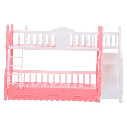 HEALSOPTHY Prinzessin Puppenbett Mini Mädchen Dekoration Babypuppe doppelt puppenbett puppenbettchen Puppenhausmöbel Requisiten Etagenbett für Puppenschlafzimmer Abs Rosa von HEALSOPTHY