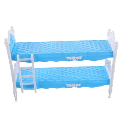 HEALSOPTHY Prinzessinnen Puppenbett Miniatur Doppelbett für Puppen Zubehör für Fantasievolles Spiel und Kreative Entwicklung für Blau von HEALSOPTHY