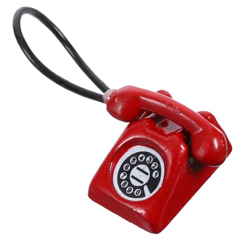 HEALSOPTHY Puppe Retro Kleines Telefon Retro Deko Vintage Wohndeko Telefon Winziges Hausdekor Lustige Gartendeko Mini Ornament Winzige Figur Deko Puppenhaus Dekoration Rotes Eisen von HEALSOPTHY