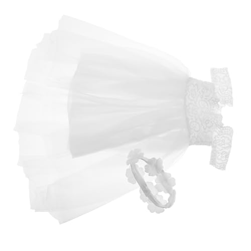 HEALSOPTHY Puppen Hochzeitskleid Weißes Brautkleid aus Polyester mit Spitzenverzierung für Amerikanische Mädchenpuppen Festliche Puppenkleidung von HEALSOPTHY