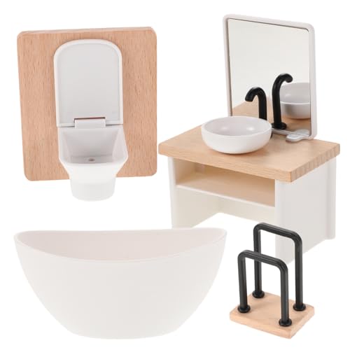 HEALSOPTHY Puppenhaus Badezimmer Miniatur Waschbecken mit Schränken Badmöbel Zubehör Teiliges mit Badewanne Waschbecken Toilette und Schrank HEALSOPTHY Puppenhaus Badezimmer Miniatur Waschbecken mit Schränken Badmöbel Zubehör Teiliges mit Badewanne Waschbecken Toilette und Schrank von HEALSOPTHY