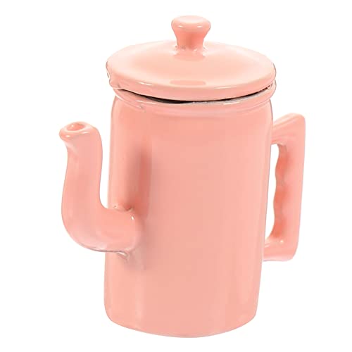 HEALSOPTHY Puppenhaus Wasserkocher Miniatur-wassertopf-Modell Mini-wassertopf Mini-kaffeekannenmodell Für Puppenhaus Mini-kaffeekanne-Requisite Für Puppenhaus Rosa Legierung von HEALSOPTHY