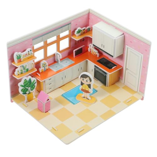 HEALSOPTHY Puzzle Küchenmodell DIY Bastelset Papier Miniaturküche Kreativ Geschenk für Erwachsene als Tischdeko und Lernspielzeug von HEALSOPTHY