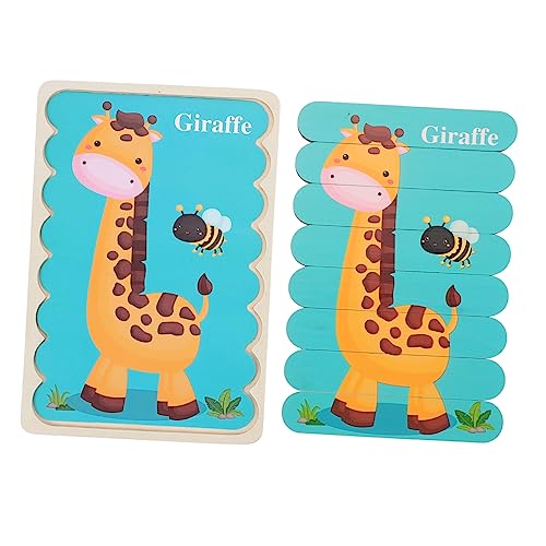 HEALSOPTHY Puzzle aus Holz Doppelseitiges Lernspielzeug mit Zebra Giraffe Pädagogisches Steckspielzeug Kognitiven Entwicklung Sicher Geruchsfrei für Kleinkinder von HEALSOPTHY