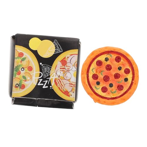 HEALSOPTHY Realistische Mini Pizza im Puppenhaus Lebensmittelmodell Detailgetreu Gefertigt Miniatur Takeout Pizza in Box für DIY Basteln und Puppenhaus Dekoration Schwarzes von HEALSOPTHY