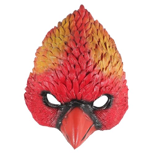 HEALSOPTHY Realistische Vogelkopf Maske Rot Tiergesichtsmaske für Karneval Halloween Maskenball und Kostümparty Lebensecht Gestaltete Tierkopf Verkleidung für Erwachsene und Jugendliche von HEALSOPTHY