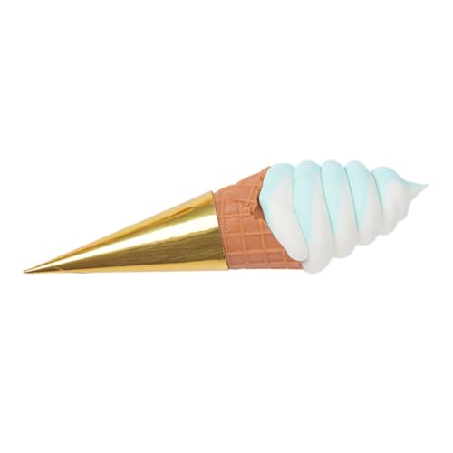 HEALSOPTHY Realistisches Eiscreme Modell Eistüte aus Stabilem PVC Dekoratives Fake Ice Cone und Fotorequisite Farblich Weiß Blau Langlebige Simulation für Party Schaufenster Display von HEALSOPTHY