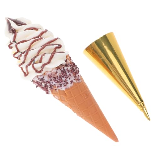 HEALSOPTHY Realistisches Eiscreme Modell aus Leichtem Stabiles Glattes Design Vielseitige Fotorequisite und Dekorative Eistüte für Ladendekoration Schaufenster und Food Display von HEALSOPTHY