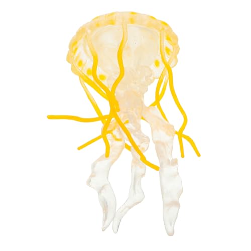 HEALSOPTHY Realistisches Gelbes Quallenmodell Aquarium Ornament Pädagogische Meerestiere Figur Kleine Fischfigur für Fördert Kognitive Fähigkeiten und Beobachtung im Fischbecken von HEALSOPTHY